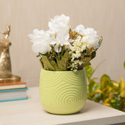 Pink Roses With Green Pot