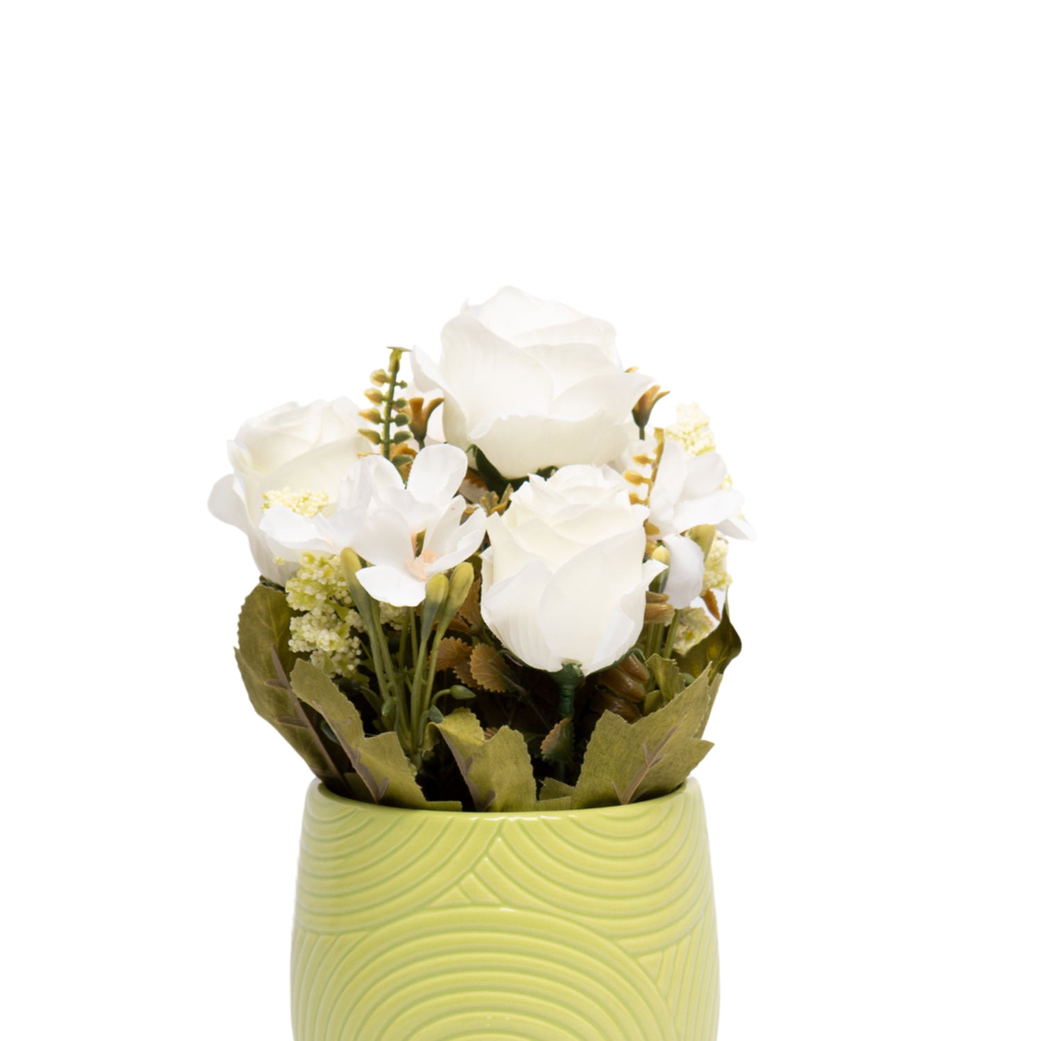 Pink Roses With Green Pot