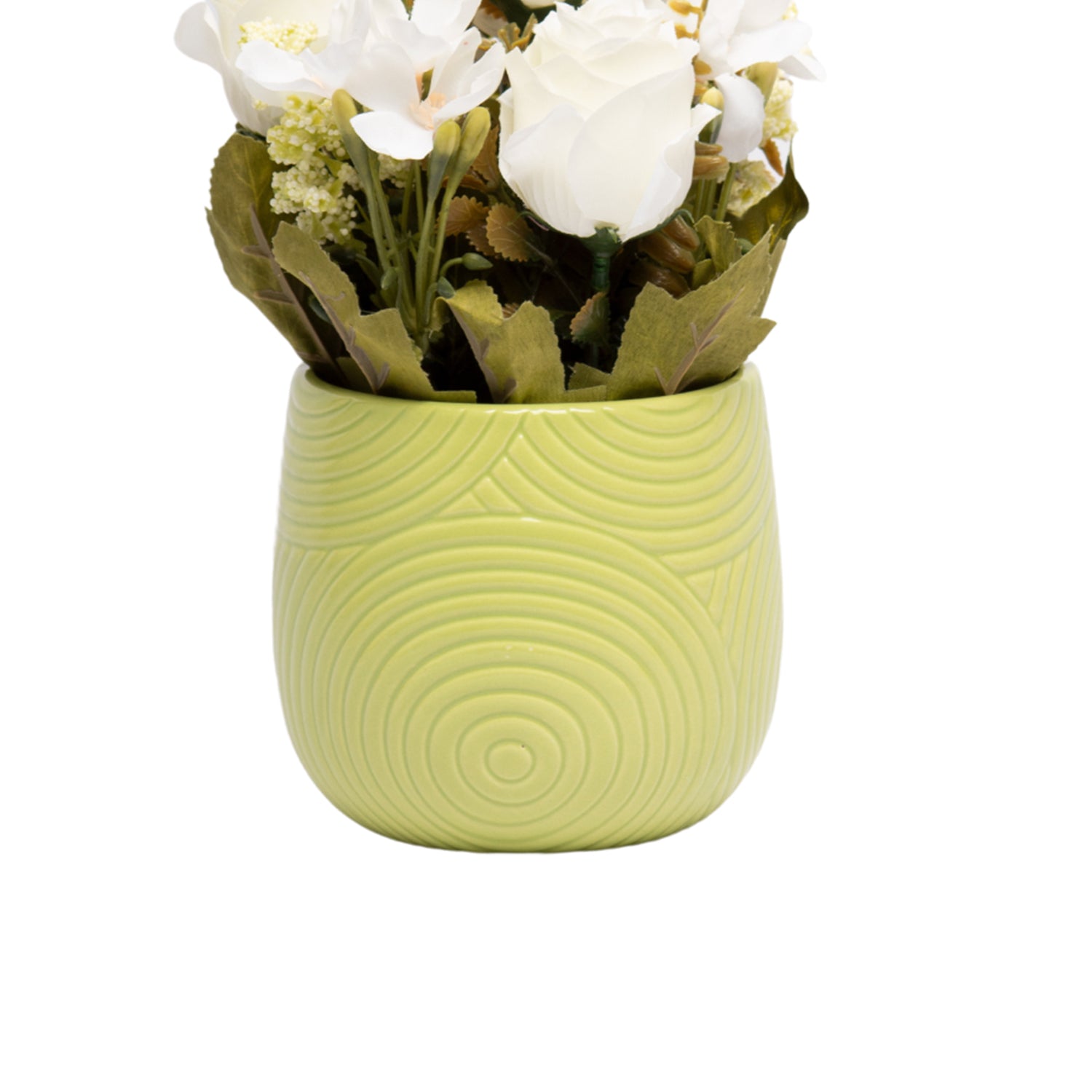 Pink Roses With Green Pot