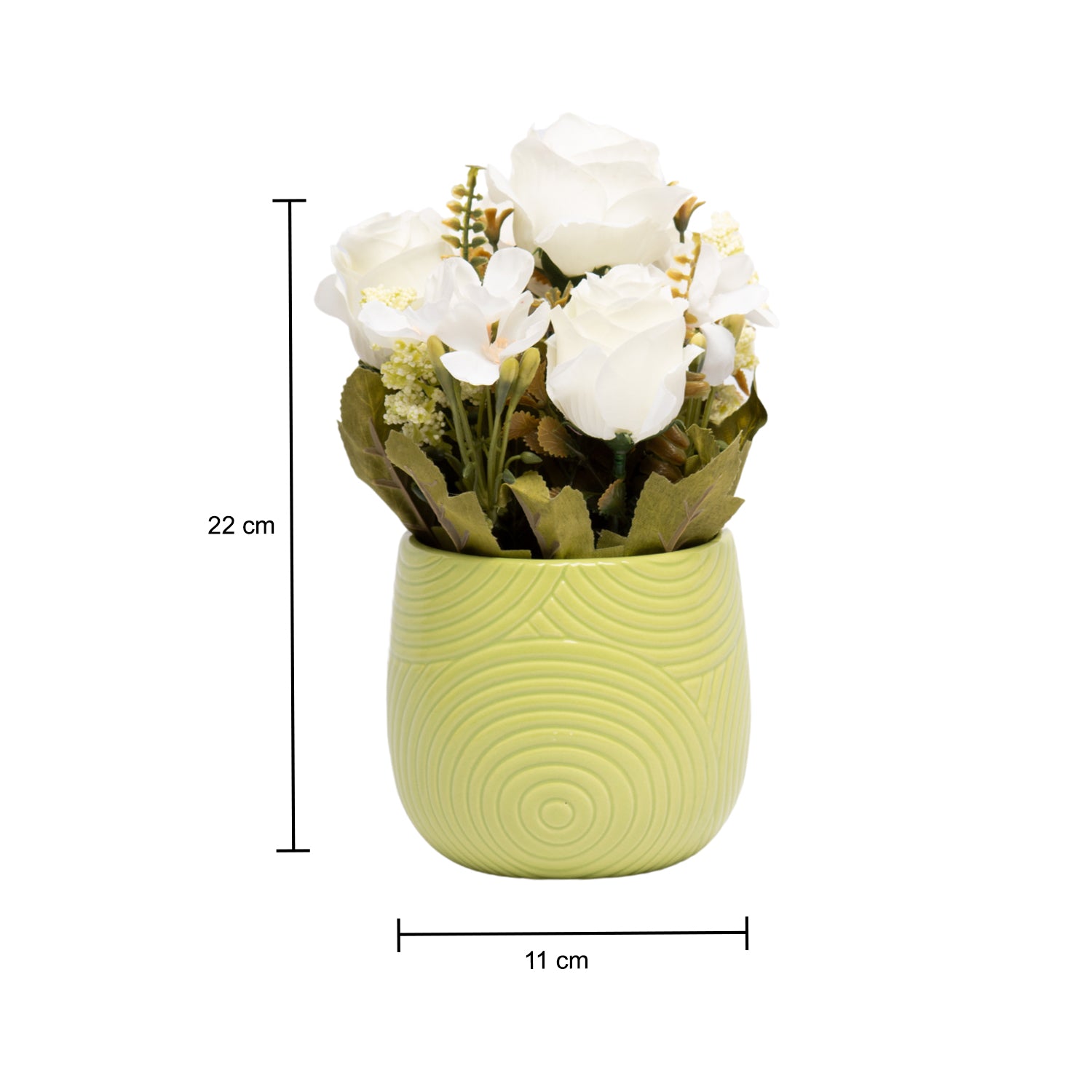 Pink Roses With Green Pot