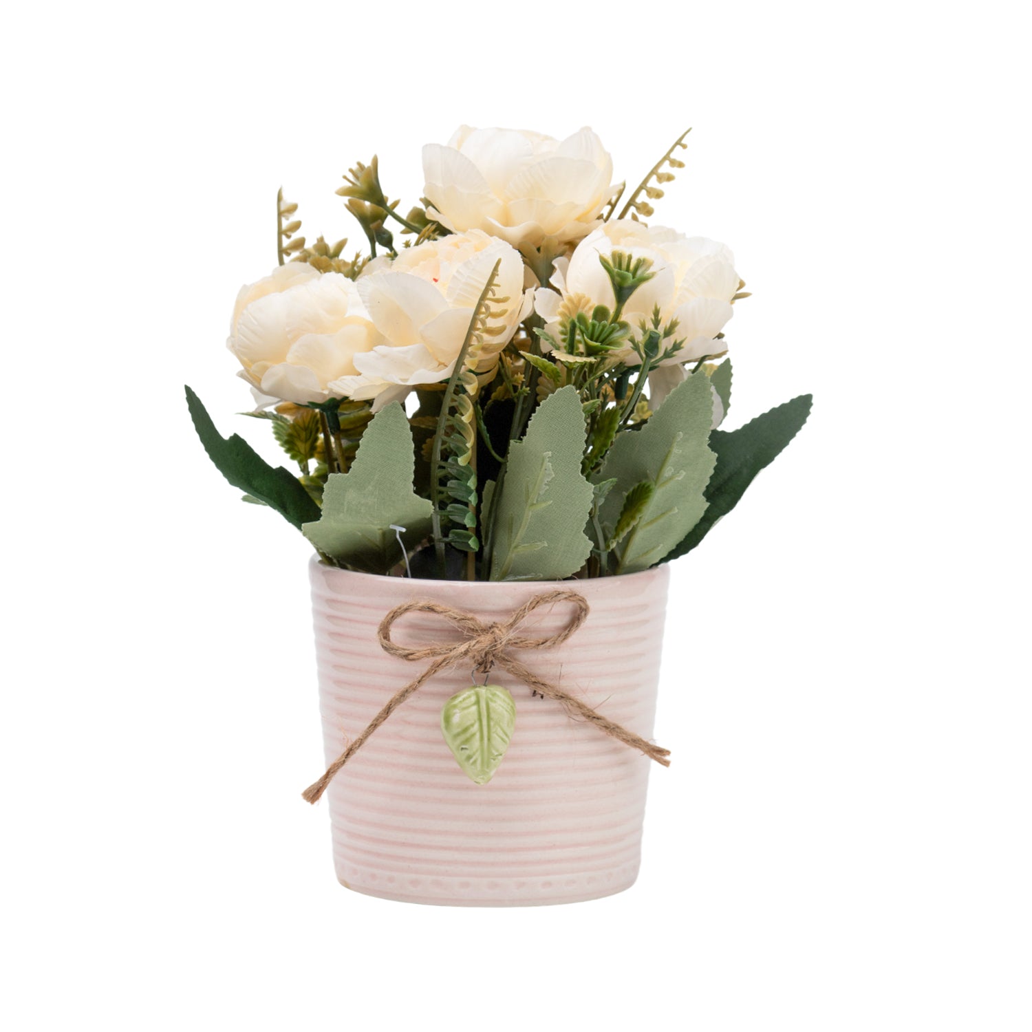 Rose Fake Flowers With Light Pink Pot