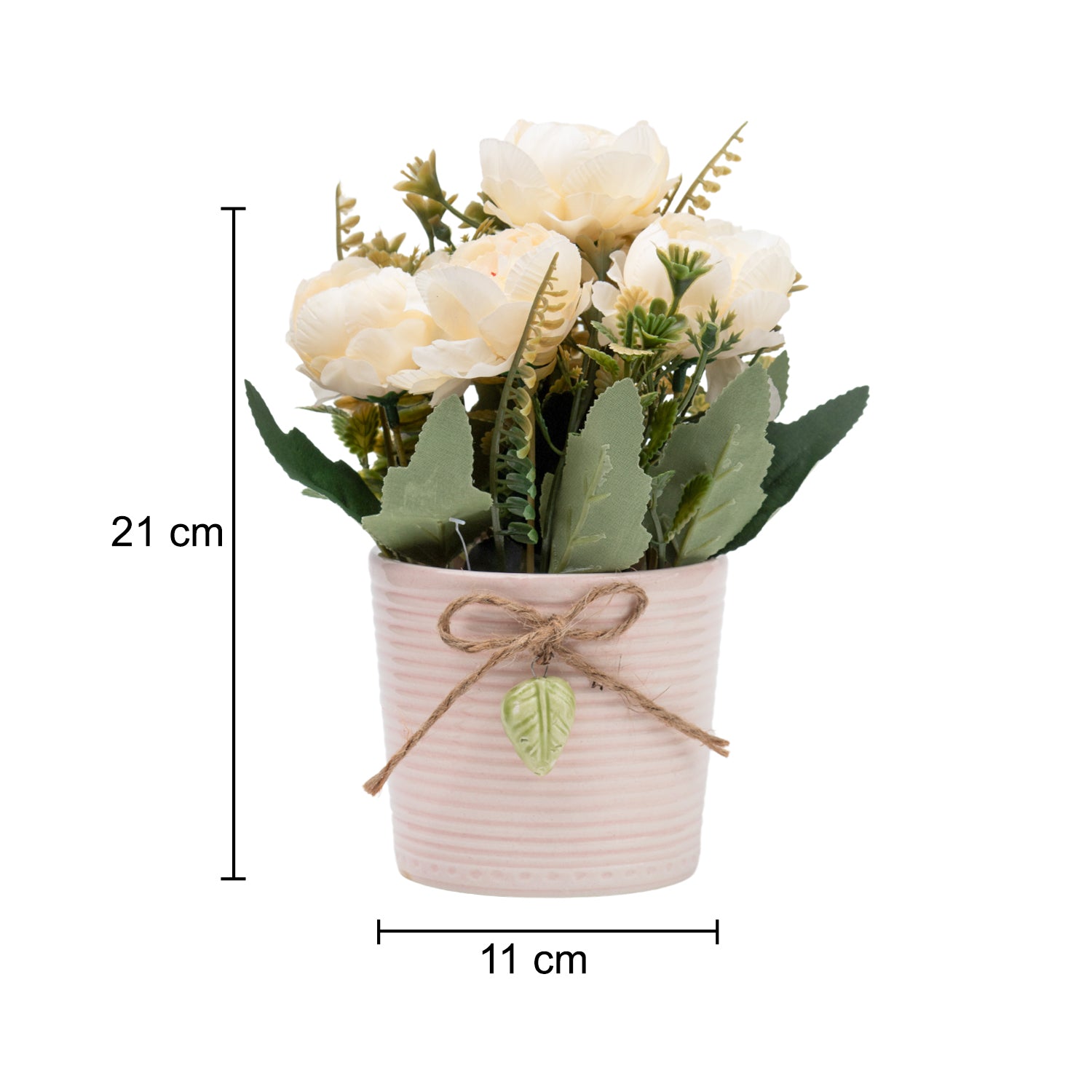 Rose Fake Flowers With Light Pink Pot