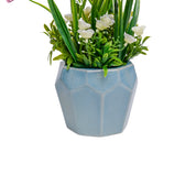 Pink Rose Fake Flowers With Sky Blue Pot