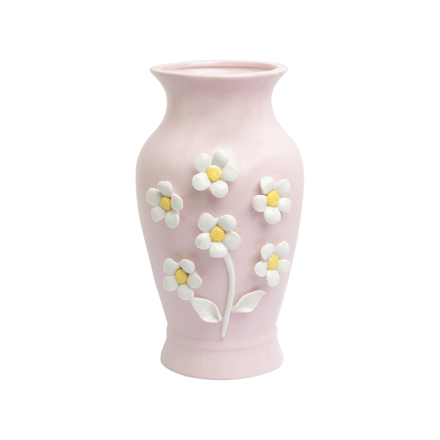 Pear Shape Pink Ceramic Vase with Lily Flowers