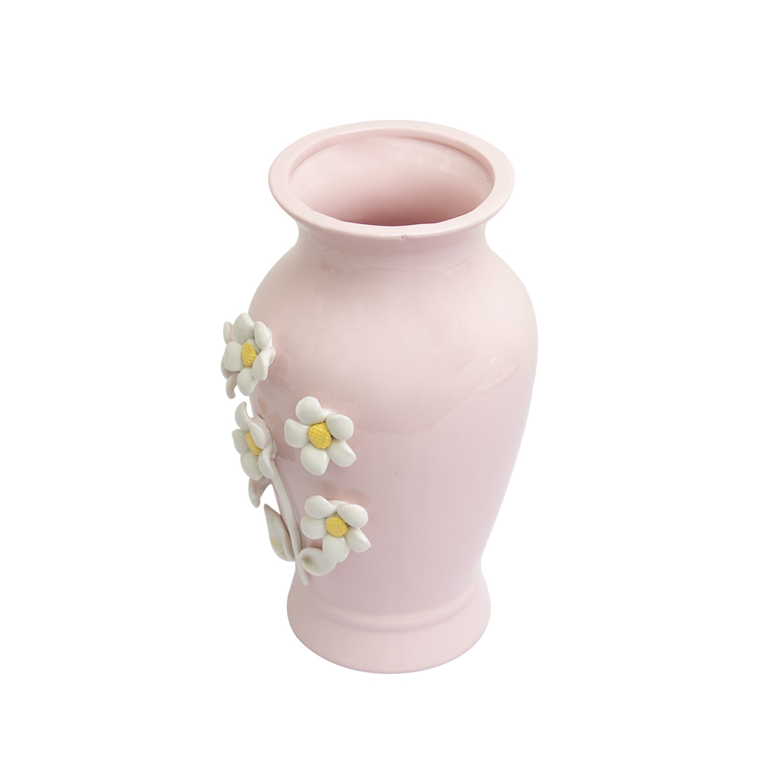 Pear Shape Pink Ceramic Vase with Lily Flowers