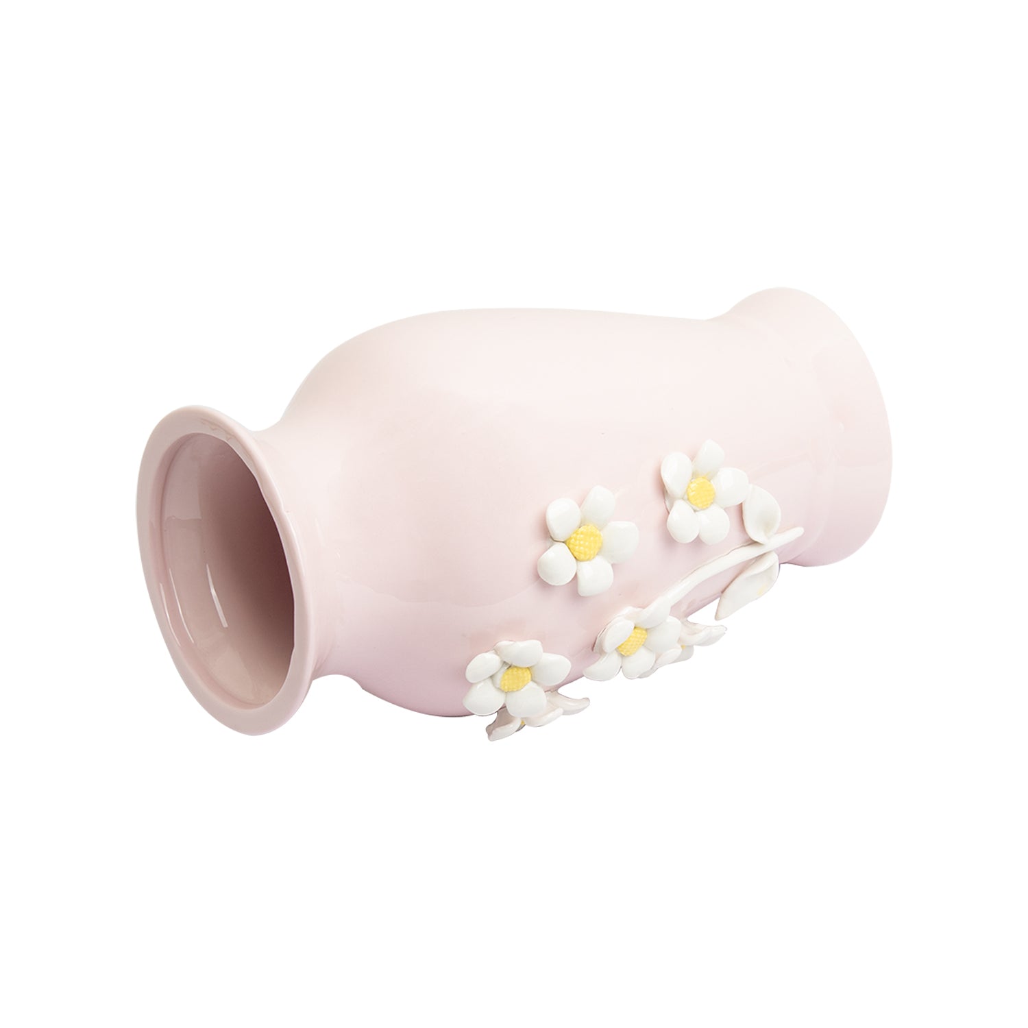 Pear Shape Pink Ceramic Vase with Lily Flowers
