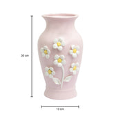 Pear Shape Pink Ceramic Vase with Lily Flowers