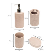Ceramic Bathroom Set Of 4 - Geometric Finish, Matte