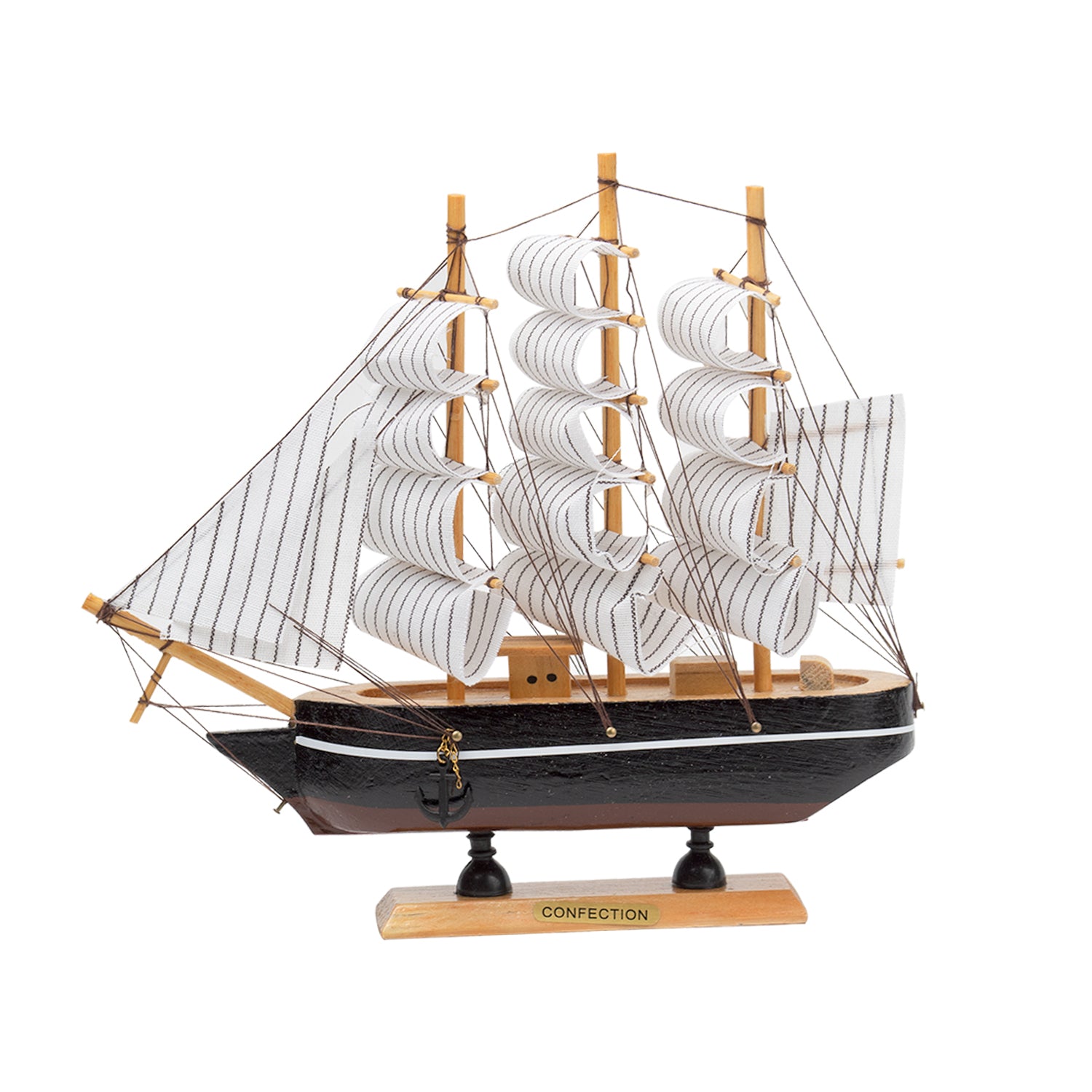 Sailing Boat Decorative Showpiece - Black