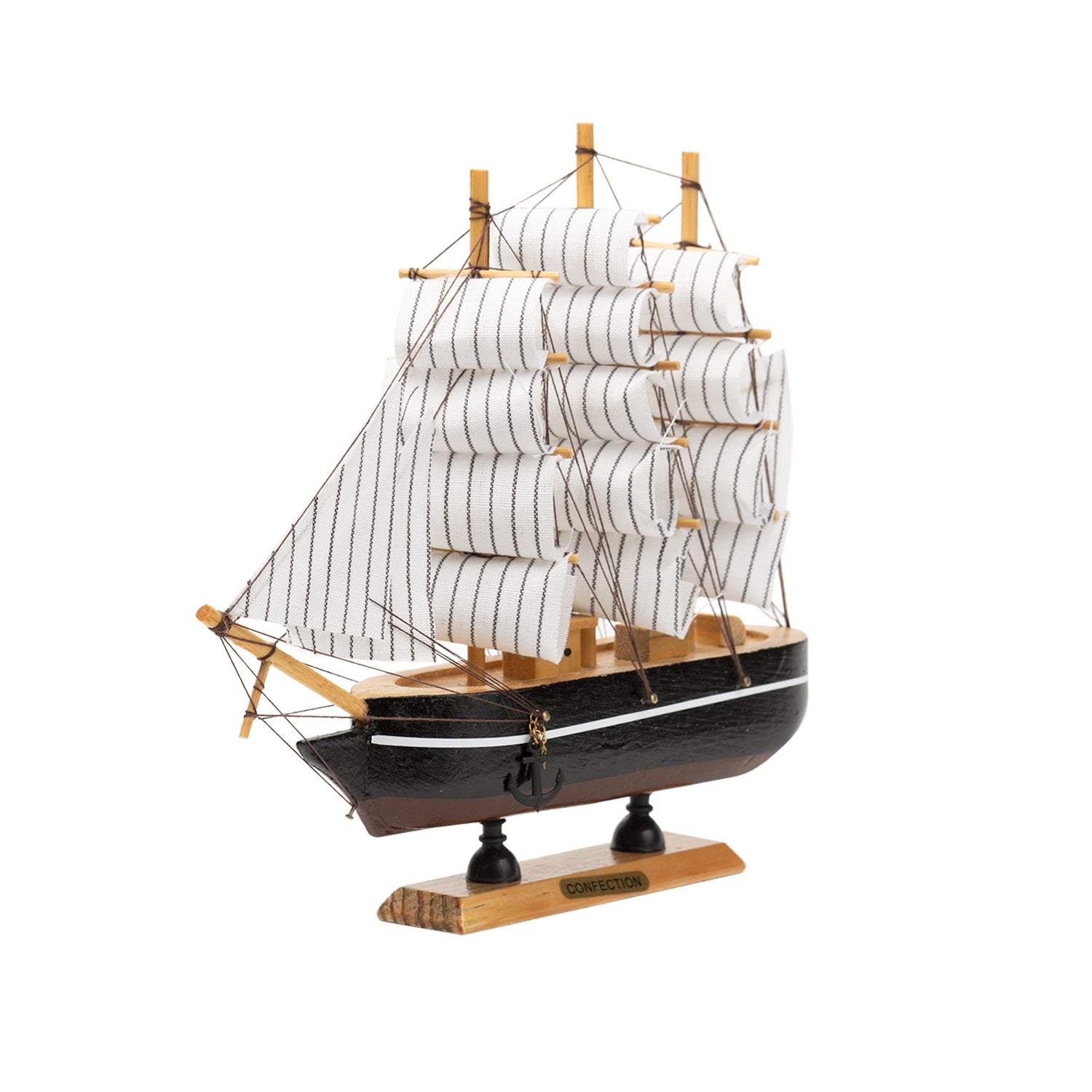Sailing Boat Decorative Showpiece - Black