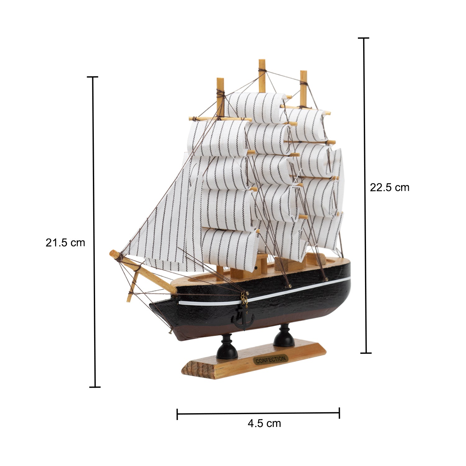 Sailing Boat Decorative Showpiece - Black