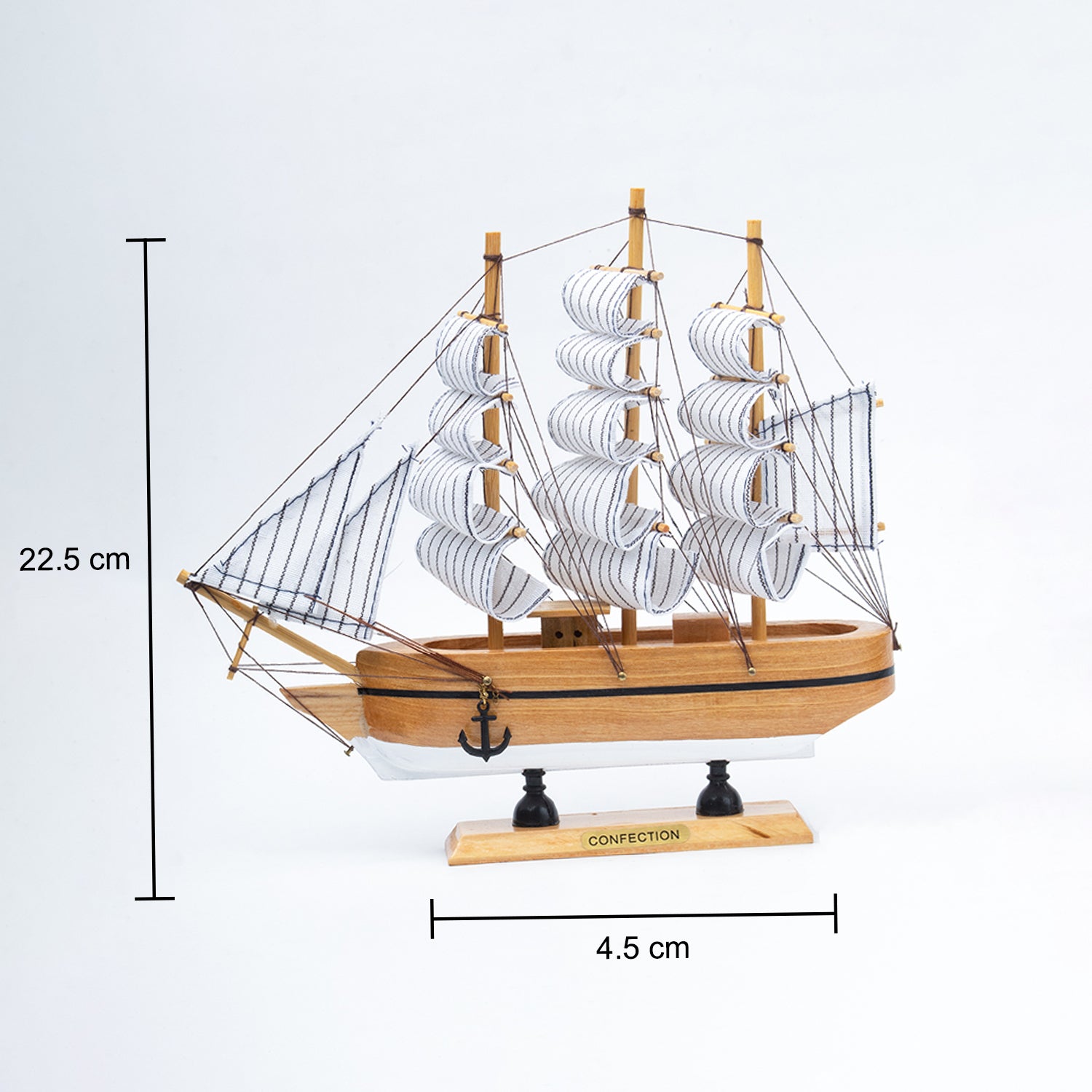 Sailing Boat Decorative Showpiece - Brown