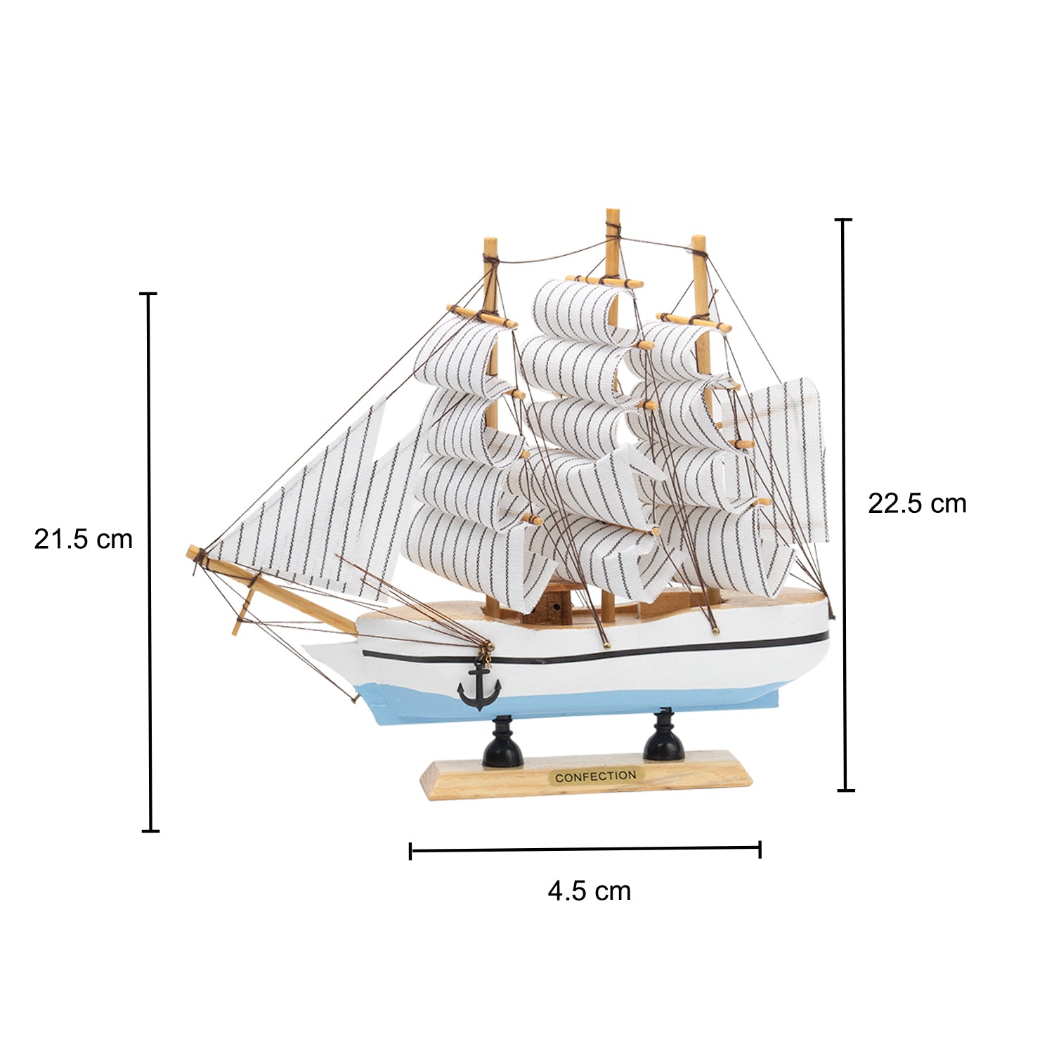 Sailing Boat Decorative Showpiece - White