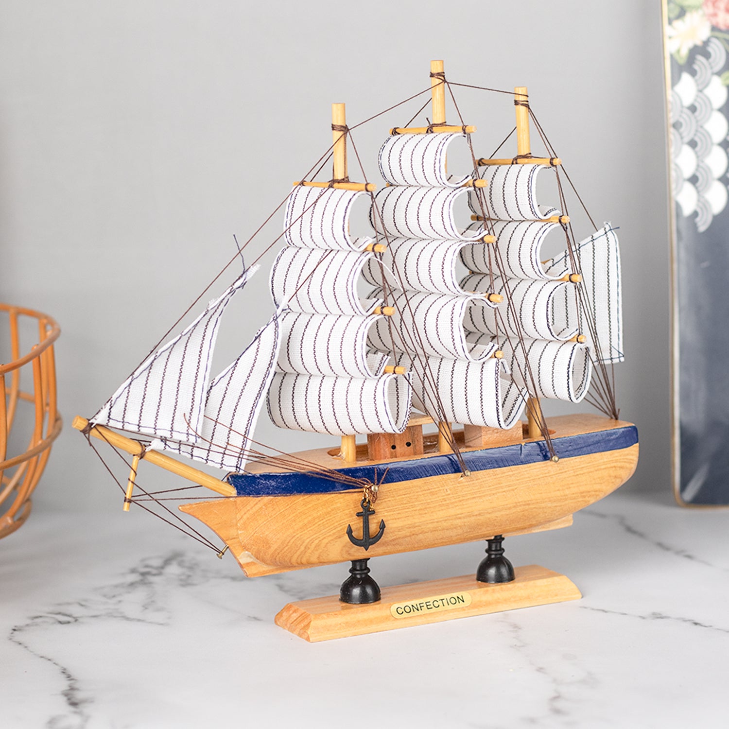 New Sailing Boat Decorative Showpiece - Brown