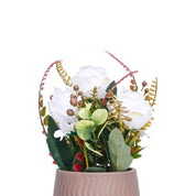 Pink Rose Fake Flowers With Brown Pot