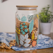 Borosilicate Glass Jar - 950Ml, Leaf Prints