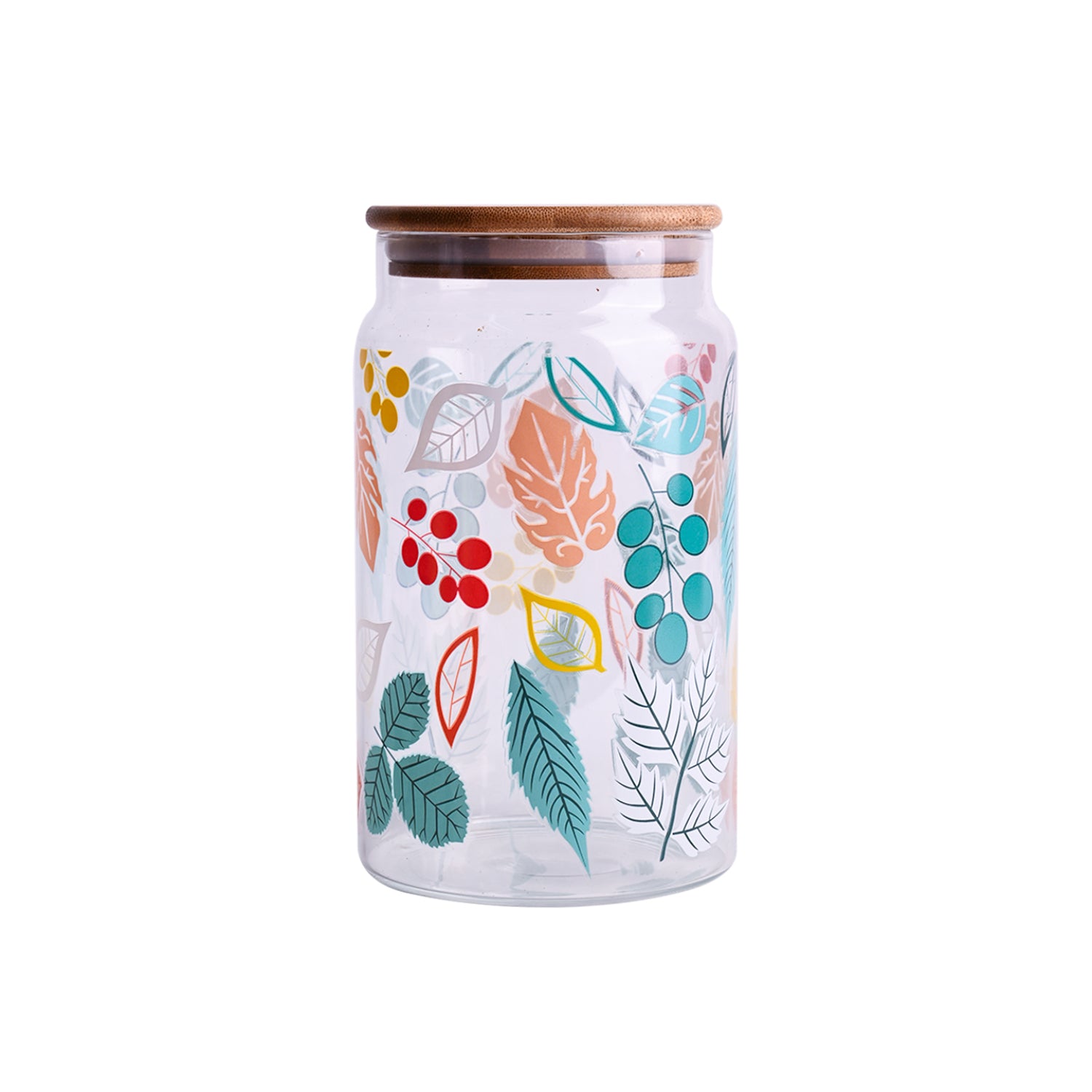 Borosilicate Glass Jar - 950Ml, Leaf Prints