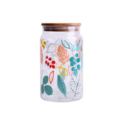 Borosilicate Glass Jar - 950Ml, Leaf Prints