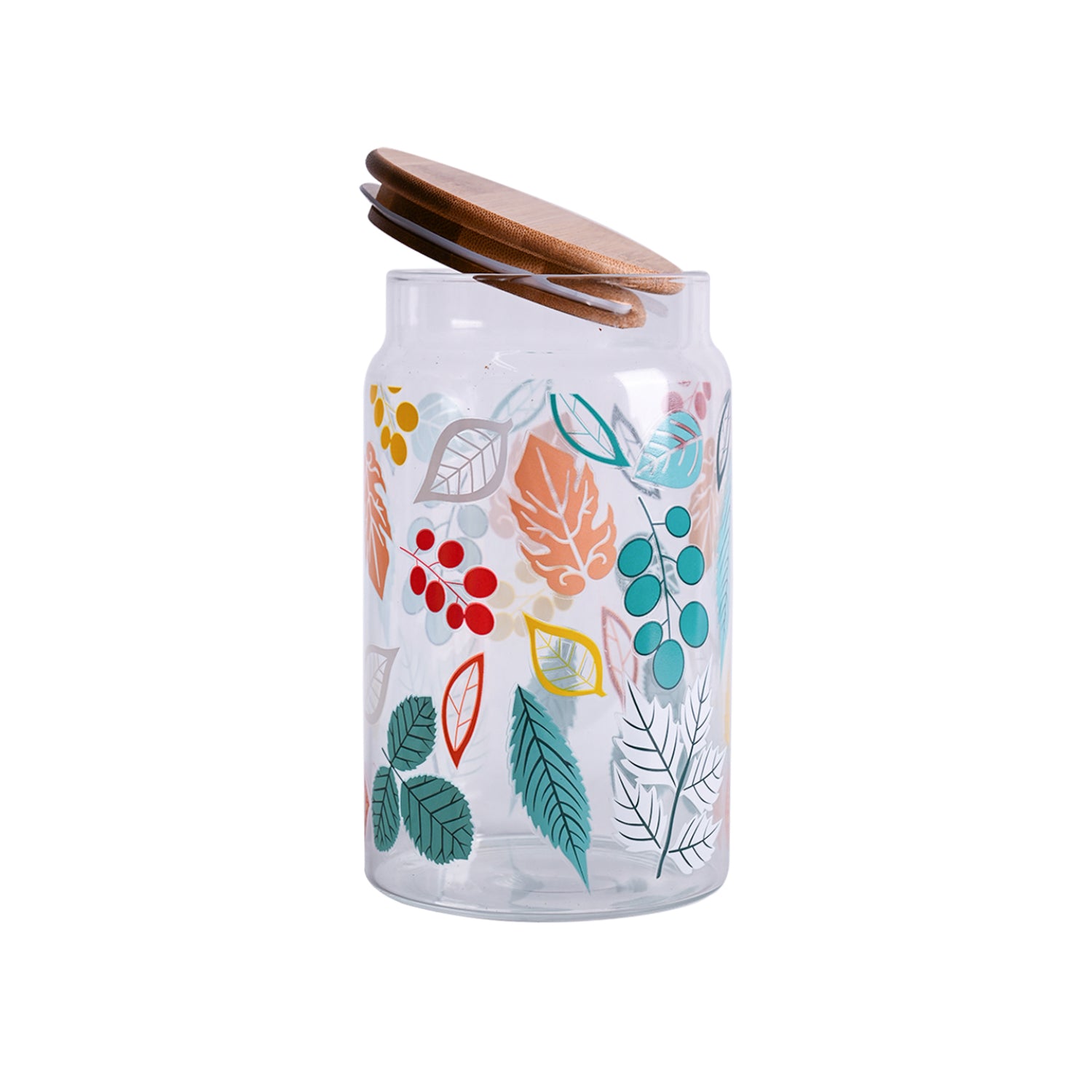 Borosilicate Glass Jar - 950Ml, Leaf Prints