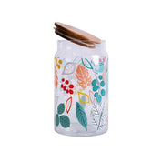 Borosilicate Glass Jar - 950Ml, Leaf Prints