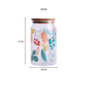 Borosilicate Glass Jar - 950Ml, Leaf Prints