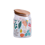 Borosilicate Glass Jar - 650Ml, Leaf Prints