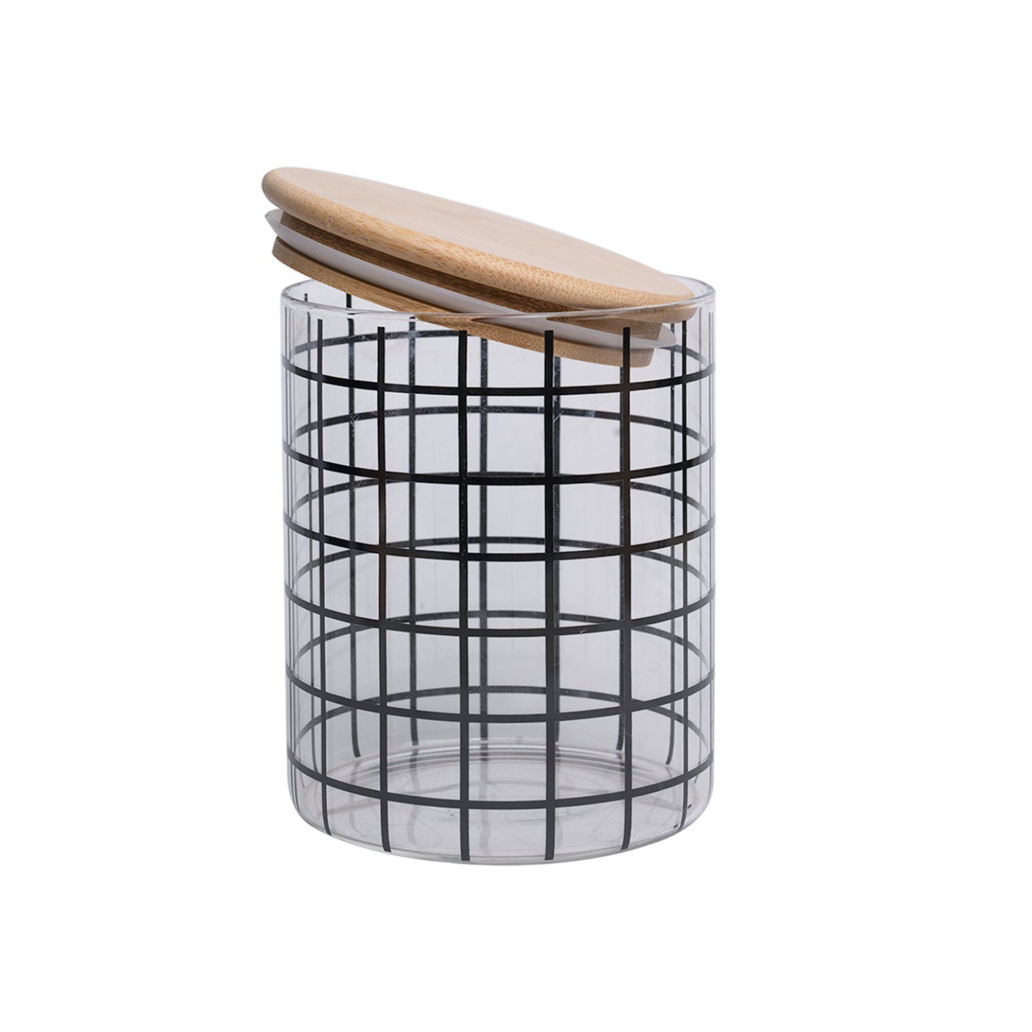 Borosilicate Glass Jar - 700Ml, Square Prints