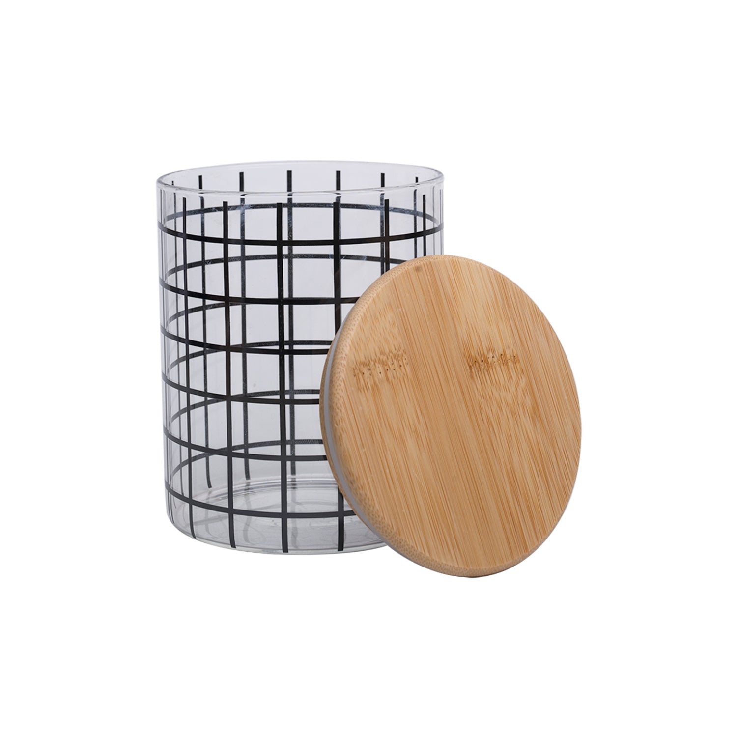 Borosilicate Glass Jar - 700Ml, Square Prints