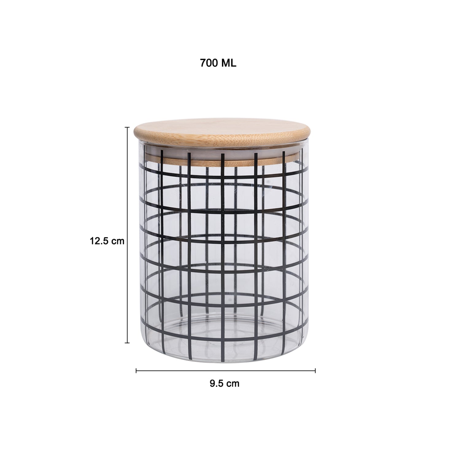 Borosilicate Glass Jar - 700Ml, Square Prints