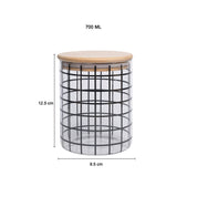Borosilicate Glass Jar - 700Ml, Square Prints
