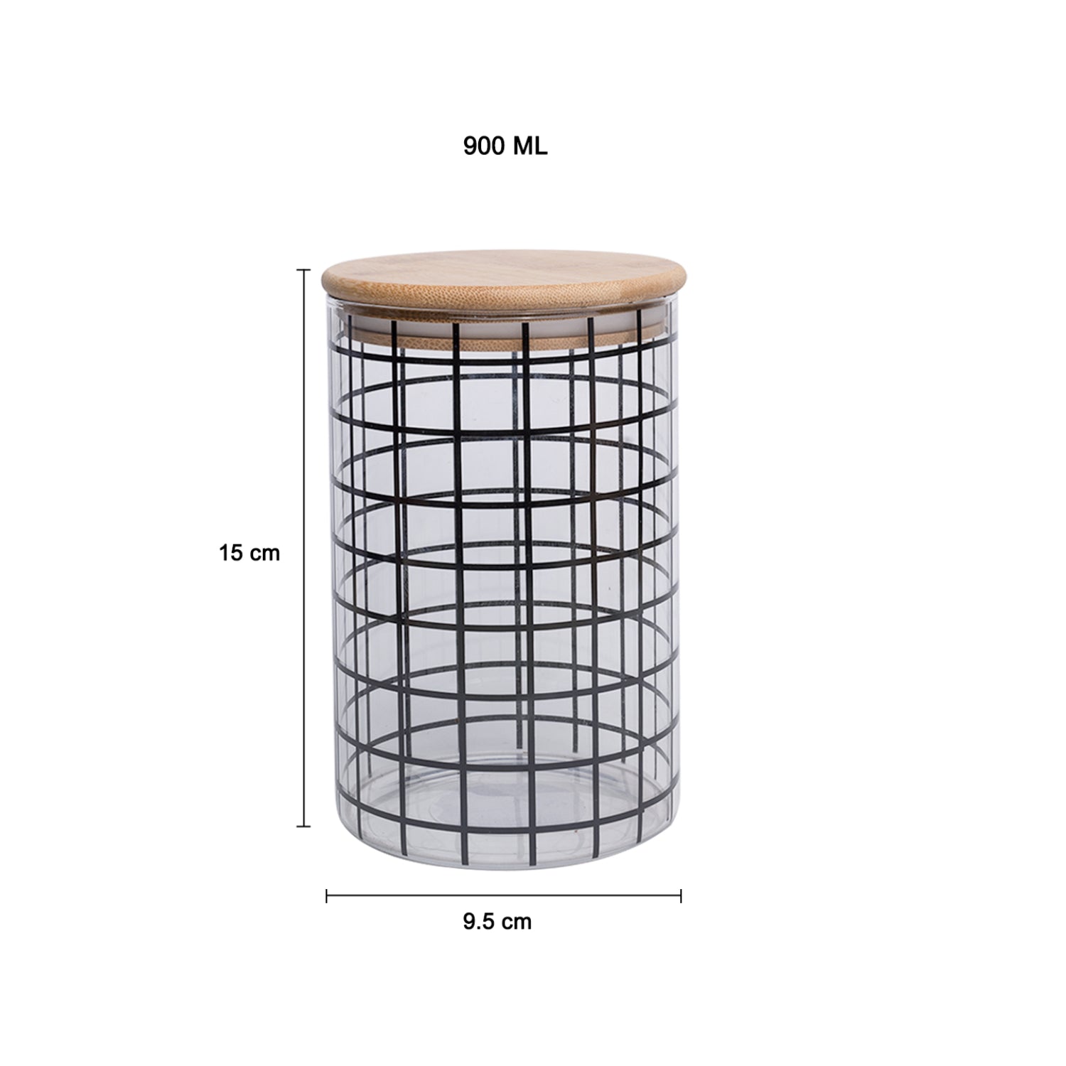 Borosilicate Glass Jar - 900Ml, Square Prints