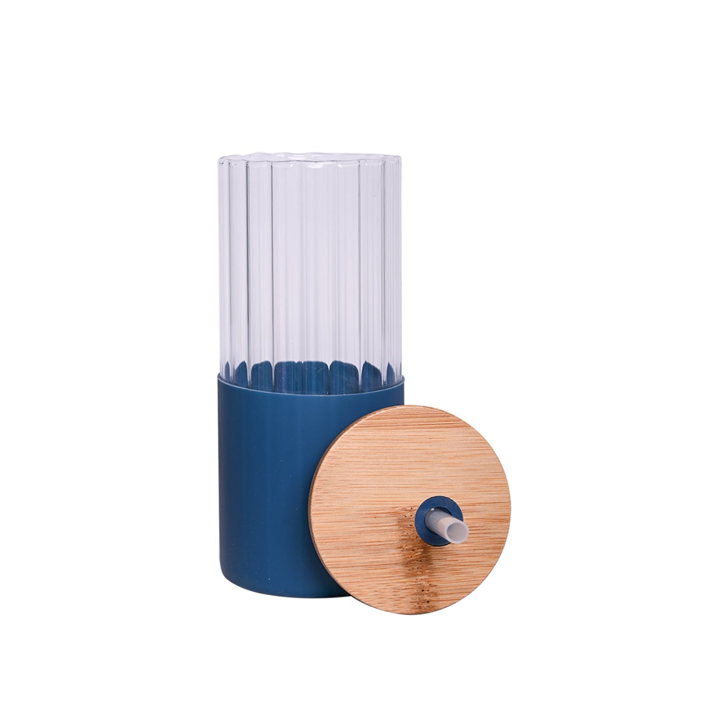 Borosilicate Glass Tumbler with Blue Silicone Sleeve - 350Ml