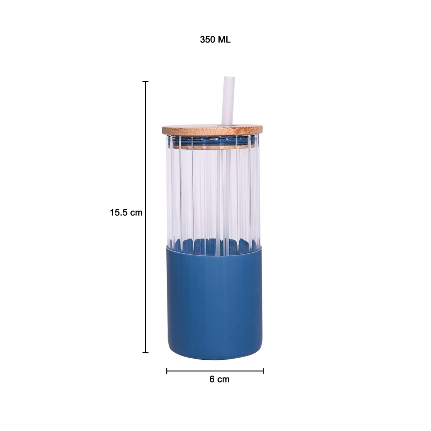 Borosilicate Glass Tumbler with Blue Silicone Sleeve - 350Ml