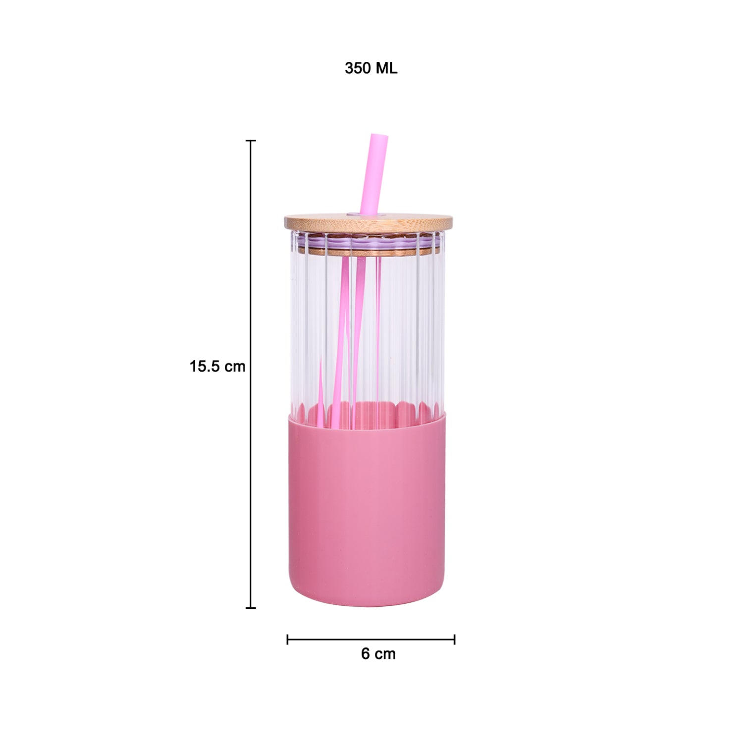Borosilicate Glass Tumbler with Pink Silicone Sleeve - 350Ml
