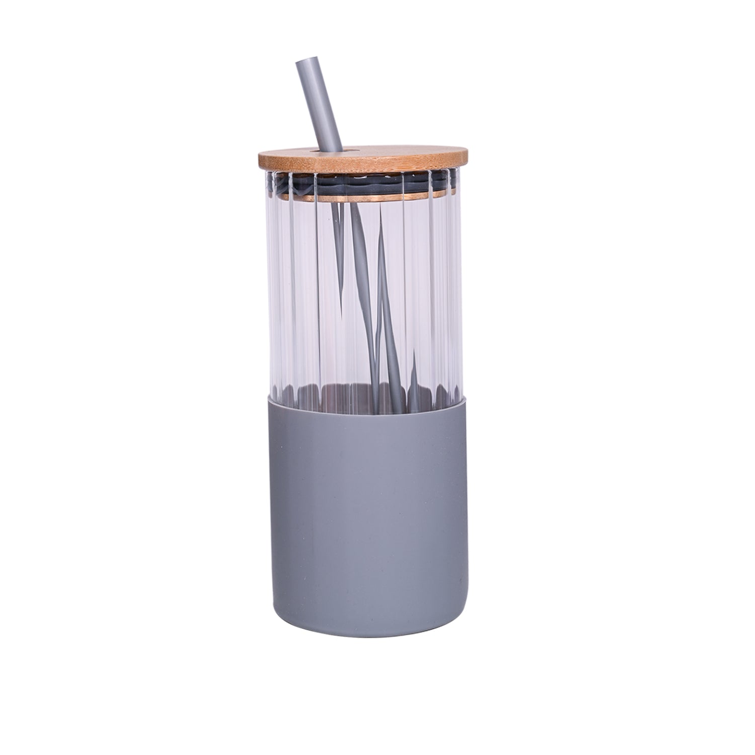 Borosilicate Glass Tumbler with Grey Silicone Sleeve - 350Ml
