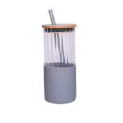 Borosilicate Glass Tumbler with Grey Silicone Sleeve - 350Ml