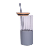 Borosilicate Glass Tumbler with Grey Silicone Sleeve - 350Ml