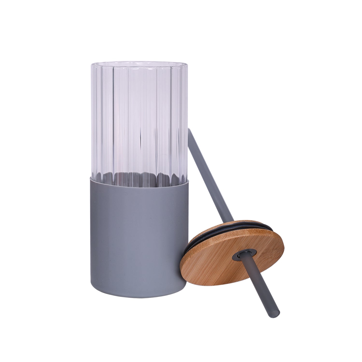 Borosilicate Glass Tumbler with Grey Silicone Sleeve - 350Ml