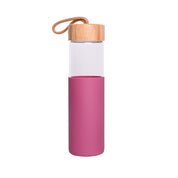 Borosilicate Glass Bottle with Pink Silicone Sleeve - 550Ml
