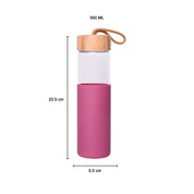Borosilicate Glass Bottle with Pink Silicone Sleeve - 550Ml