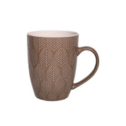 Beige Ceramic Mug - 360Ml, Leaf Pattern