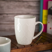Ivory Ceramic Mug - 360Ml, Leaf Pattern