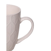 Ivory Ceramic Mug - 360Ml, Leaf Pattern