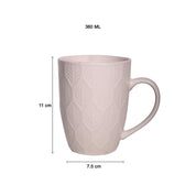 Ivory Ceramic Mug - 360Ml, Leaf Pattern