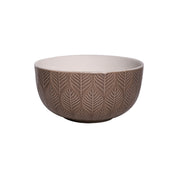 Beige Ceramic Bowl - 580Ml, Leaf Pattern