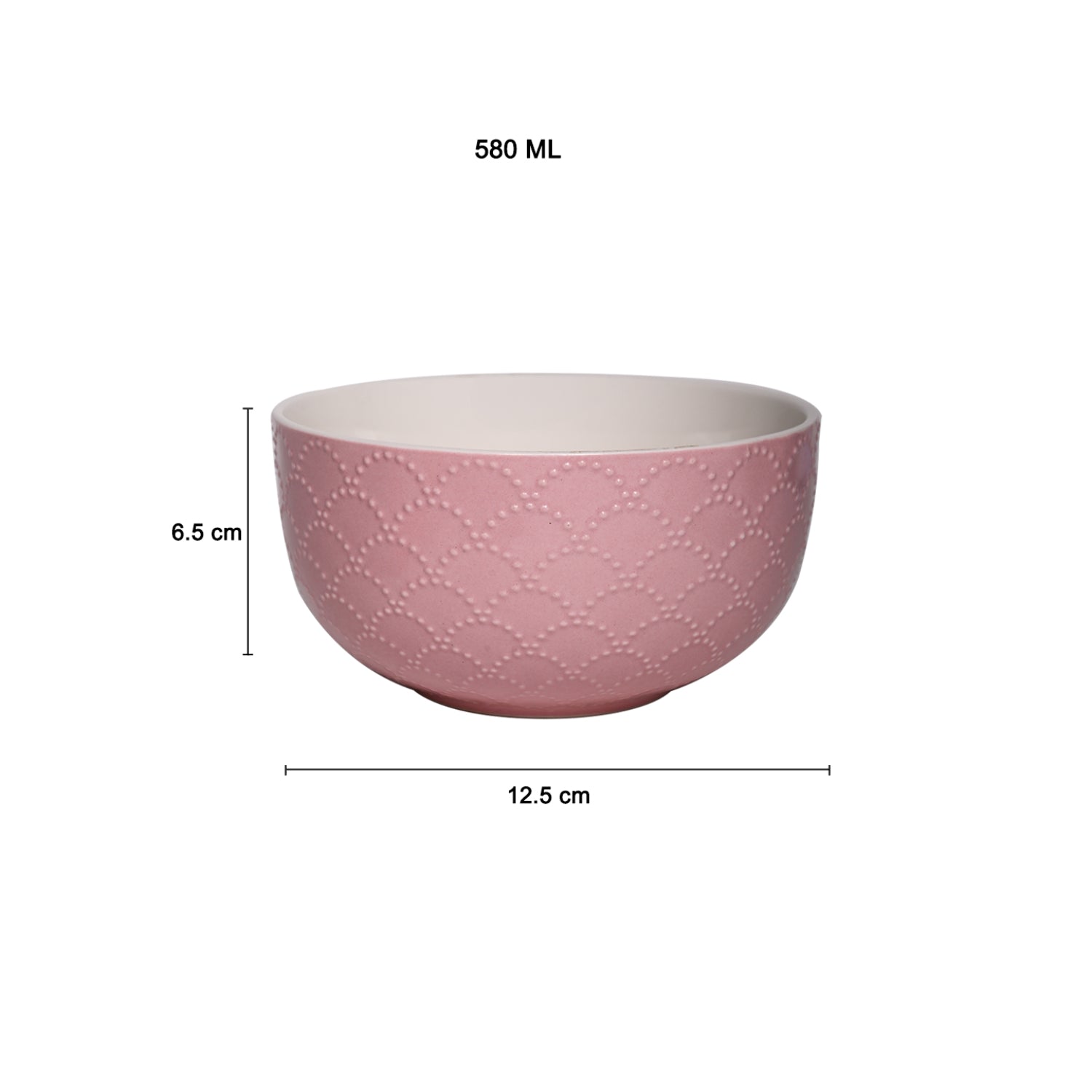 Pink Ceramic Bowl - 580Ml, Fish Scale
