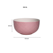 Pink Ceramic Bowl - 580Ml, Fish Scale