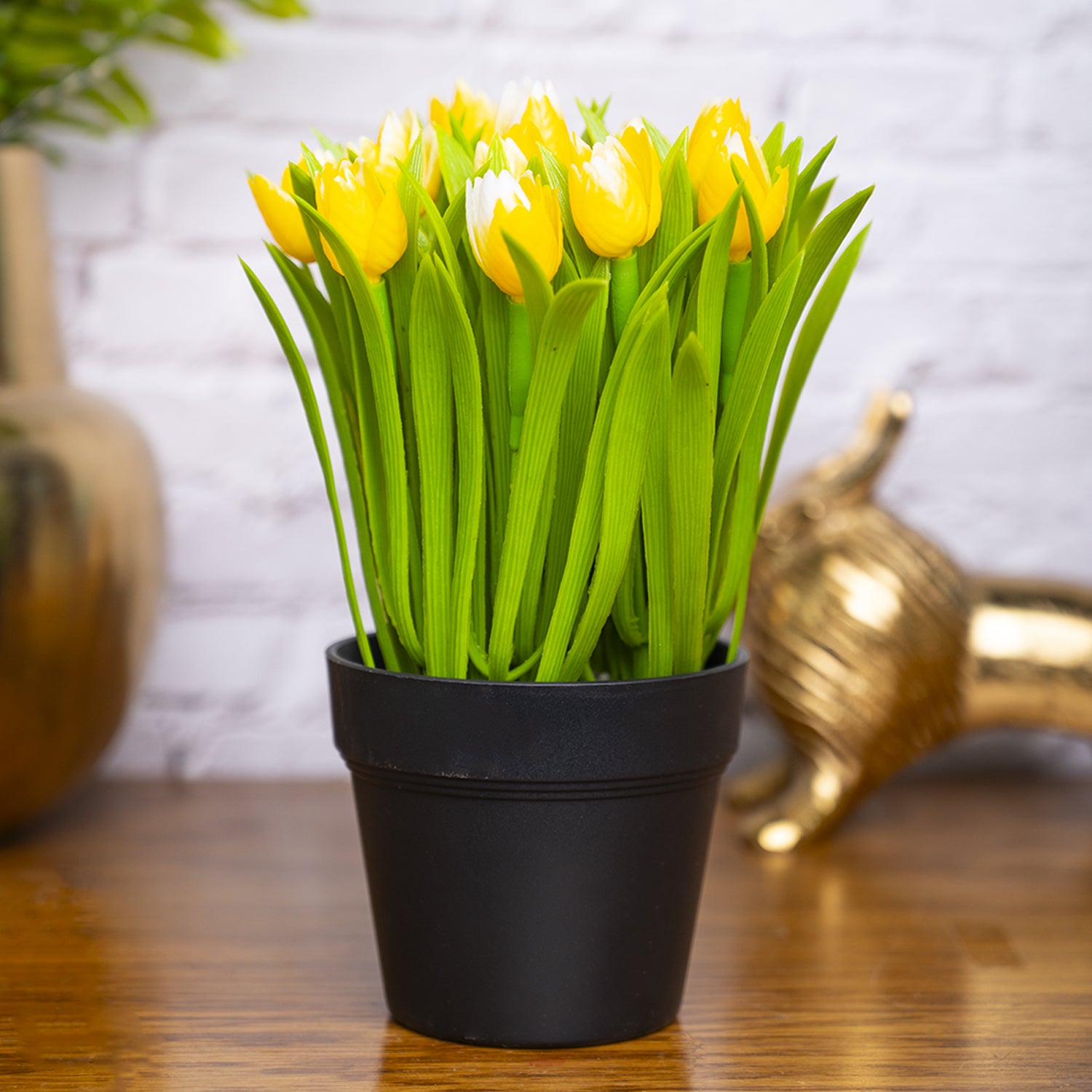 VON CASA Yellow Lily Artificial Potted Plant