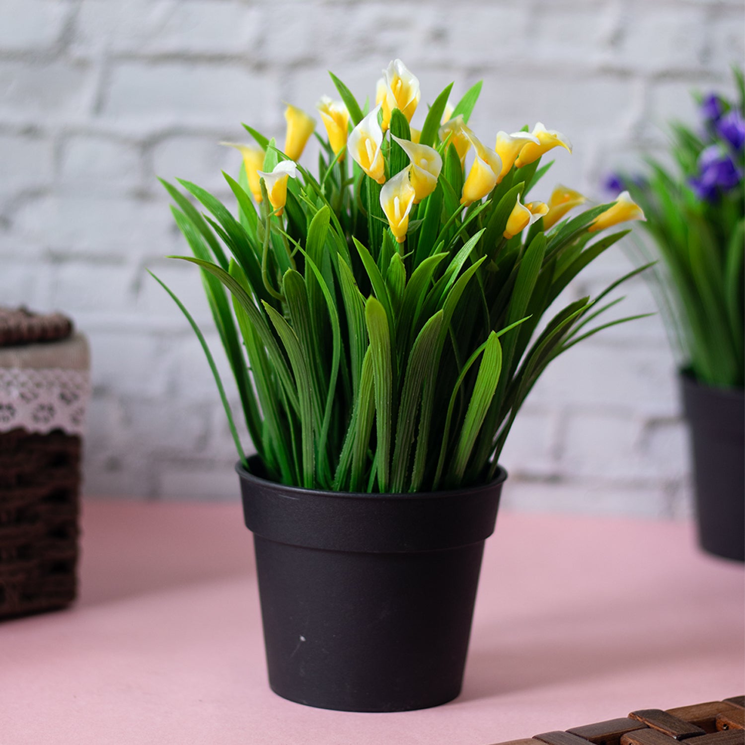 White Artificial Flower With Pot