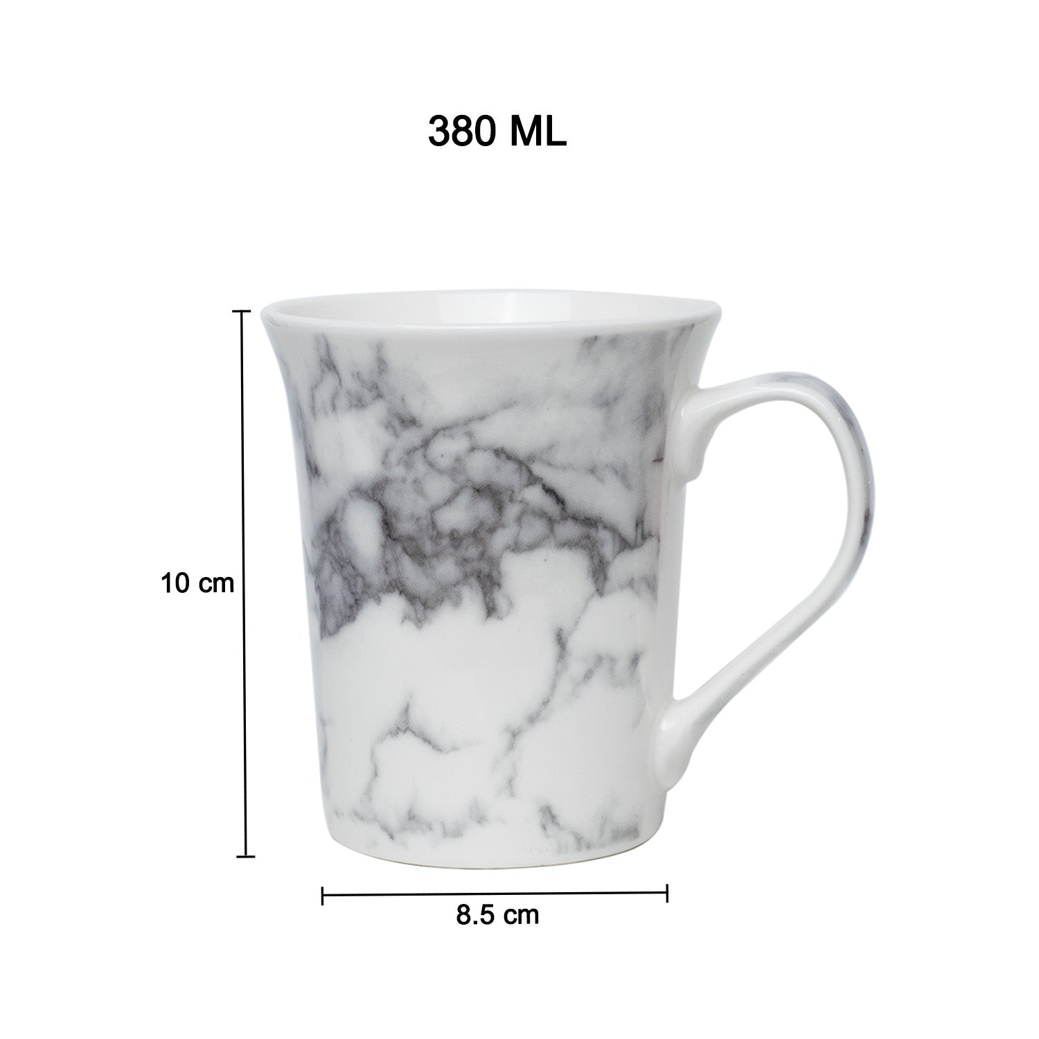 Off White & Grey Coffee Mug - 380 Ml, Marble Finish
